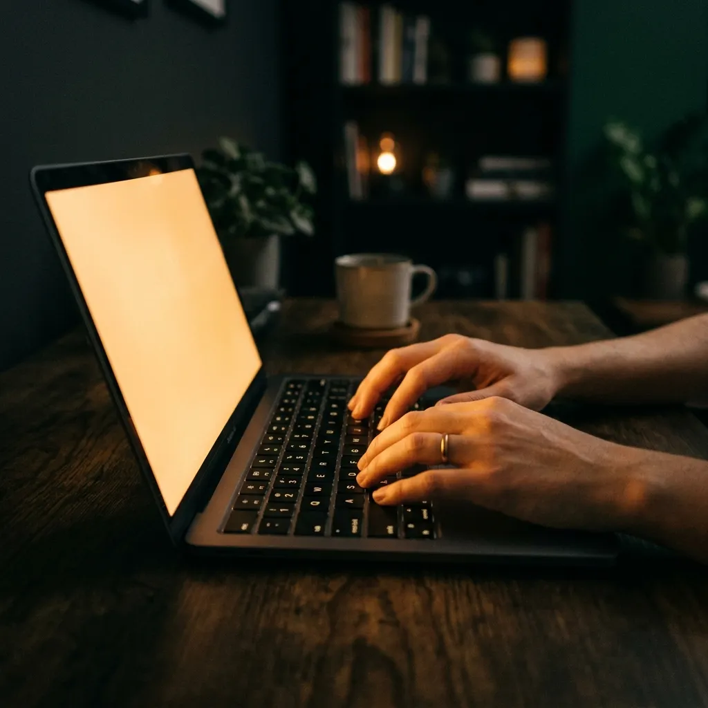 Typing laptop keyboard